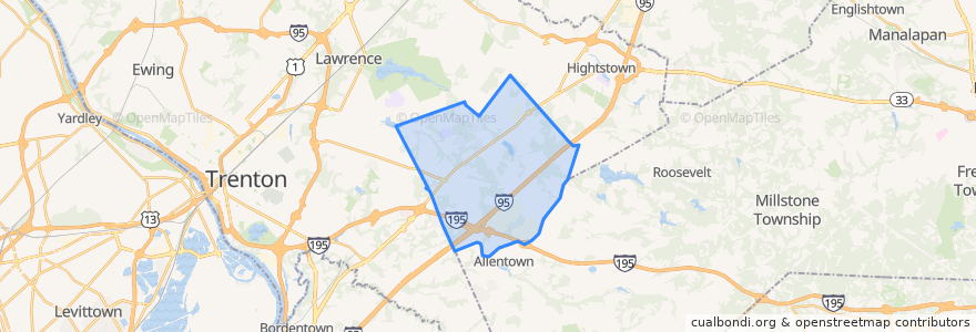 Mapa de ubicacion de Robbinsville Township.