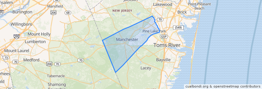 Mapa de ubicacion de Manchester Township.