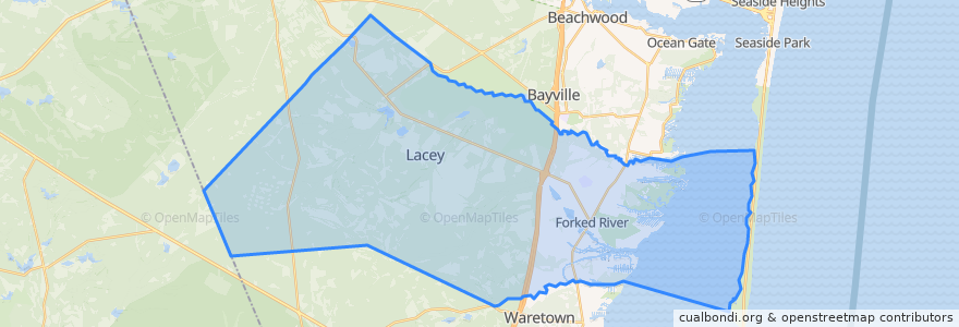 Mapa de ubicacion de Lacey Township.