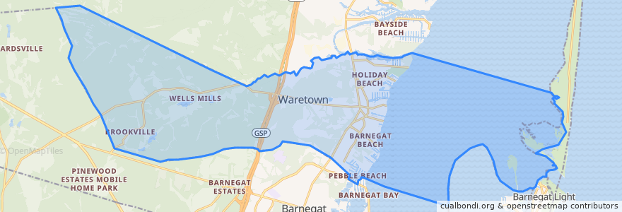 Mapa de ubicacion de Ocean Township.