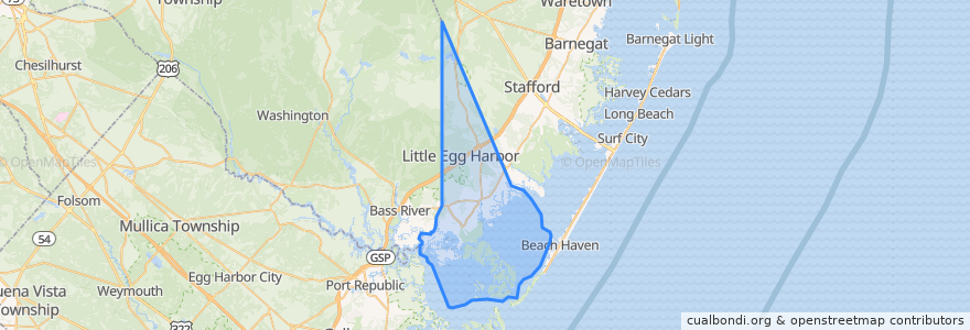 Mapa de ubicacion de Little Egg Harbor Township.