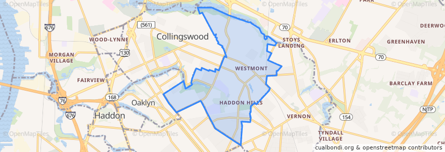 Mapa de ubicacion de Haddon Township.