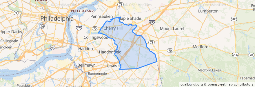 Mapa de ubicacion de Cherry Hill Township.