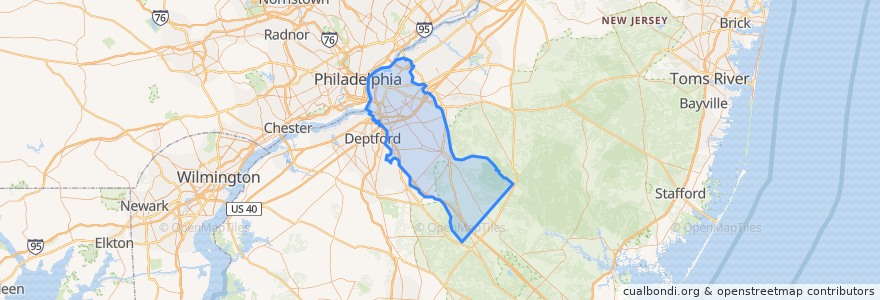 Mapa de ubicacion de Camden County.