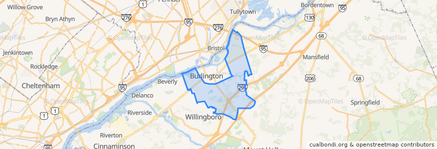 Mapa de ubicacion de Burlington Township.