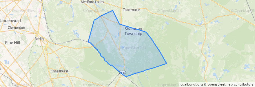 Mapa de ubicacion de Shamong Township.