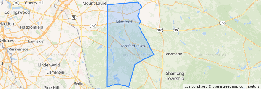 Mapa de ubicacion de Medford Township.