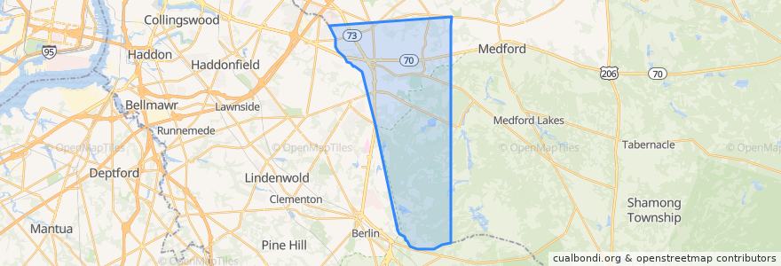 Mapa de ubicacion de Evesham Township.