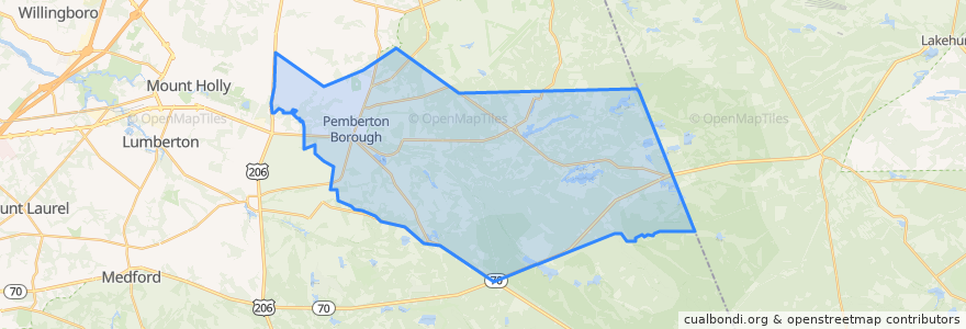 Mapa de ubicacion de Pemberton Township.