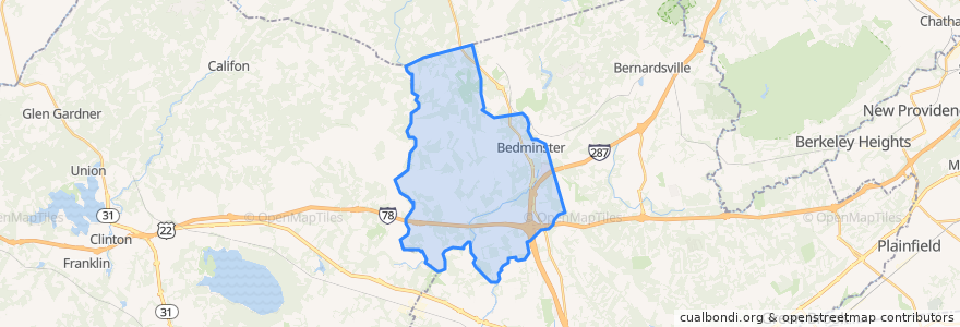 Mapa de ubicacion de Bedminster Township.