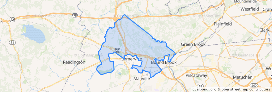 Mapa de ubicacion de Bridgewater Township.