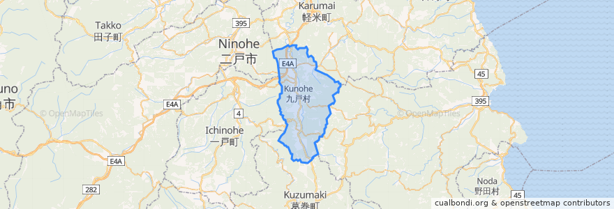 Mapa de ubicacion de 九戸村.