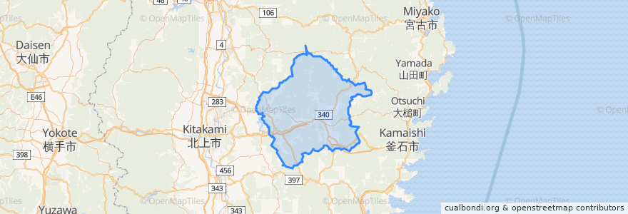 Mapa de ubicacion de 遠野市.