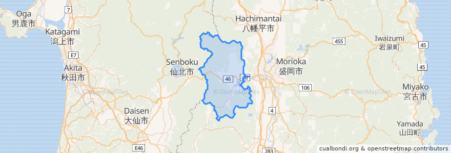 Mapa de ubicacion de 雫石町.