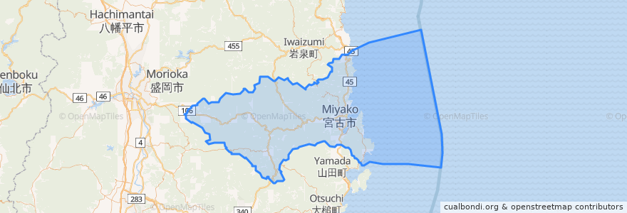 Mapa de ubicacion de 宮古市.