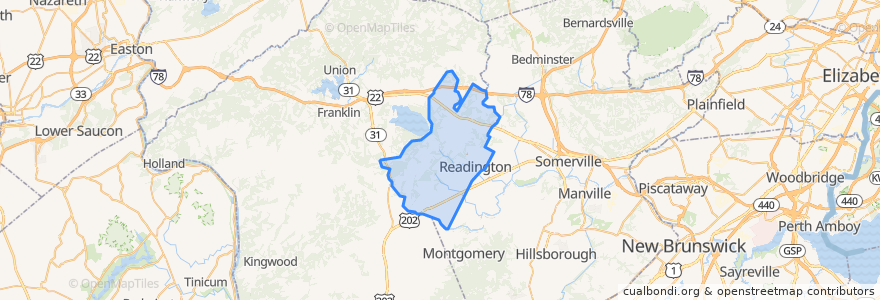 Mapa de ubicacion de Readington Township.