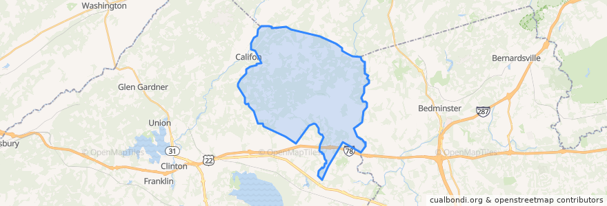 Mapa de ubicacion de Tewksbury Township.