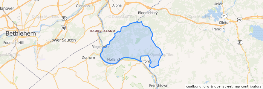 Mapa de ubicacion de Holland Township.