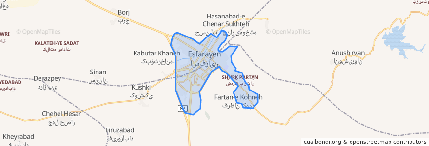 Mapa de ubicacion de Esfarayen.