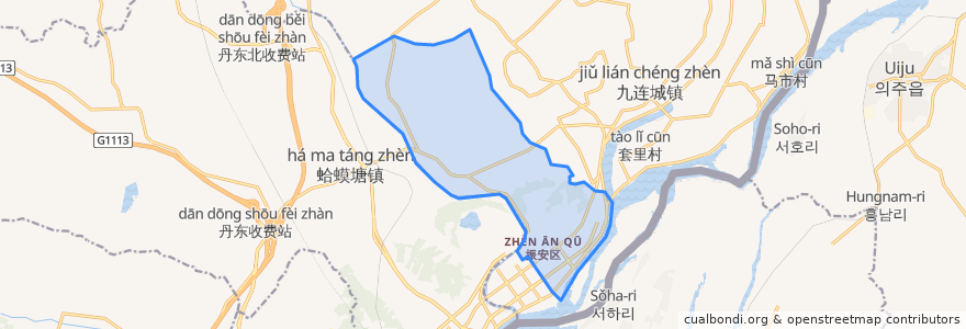 Mapa de ubicacion de 鸭绿江街道.