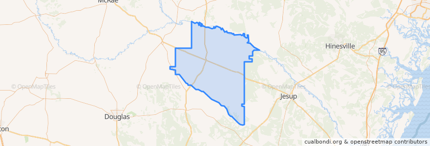 Mapa de ubicacion de Appling County.