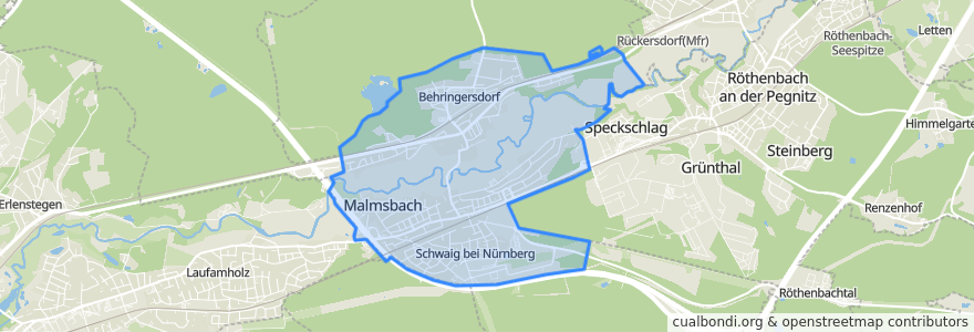 Mapa de ubicacion de Schwaig bei Nürnberg.