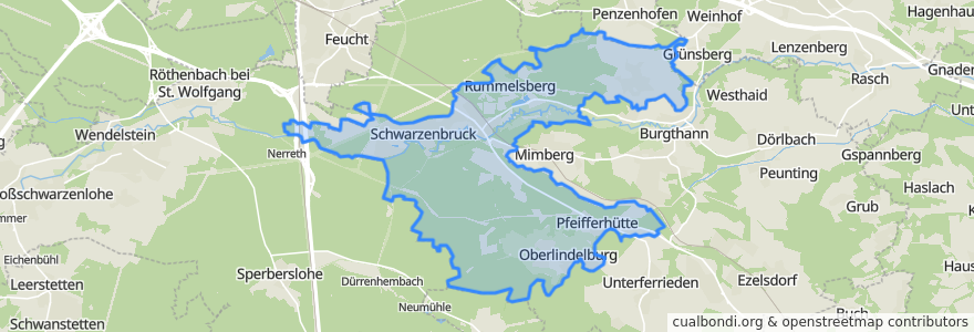 Mapa de ubicacion de Schwarzenbruck.