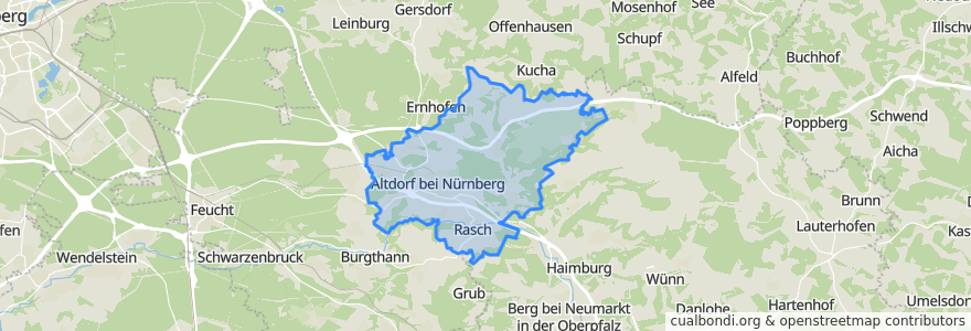 Mapa de ubicacion de Altdorf bei Nürnberg.