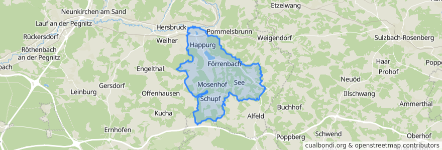 Mapa de ubicacion de Happurg.