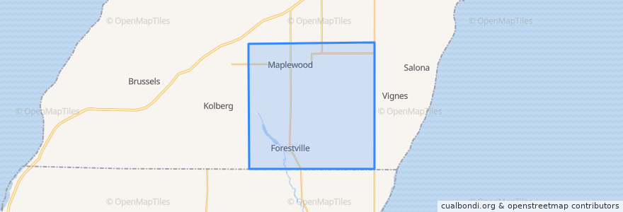 Mapa de ubicacion de Town of Forestville.