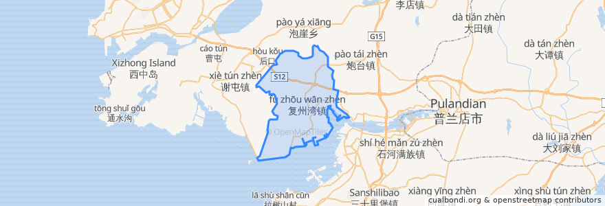 Mapa de ubicacion de 复州湾街道.