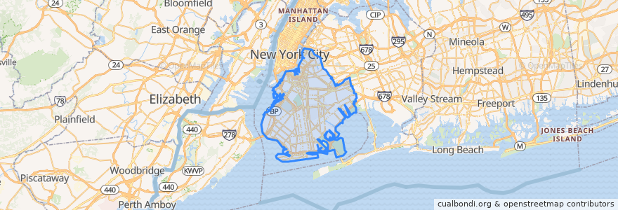 Mapa de ubicacion de Brooklyn.