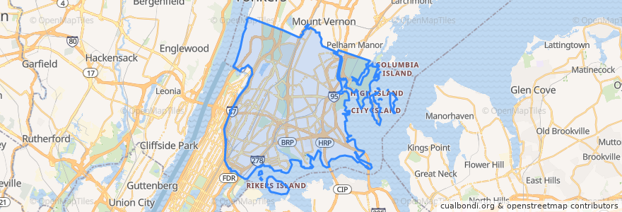 Mapa de ubicacion de The Bronx.