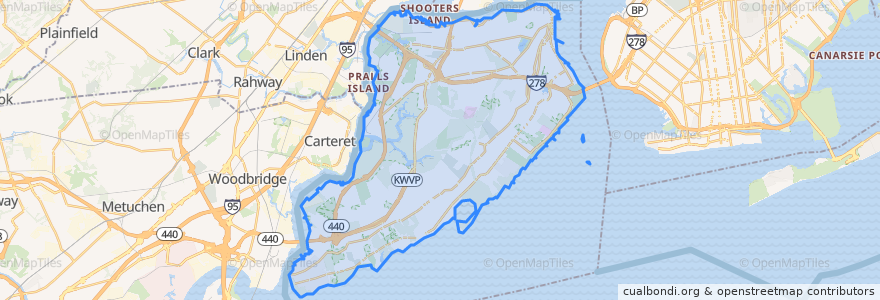 Mapa de ubicacion de Staten Island.