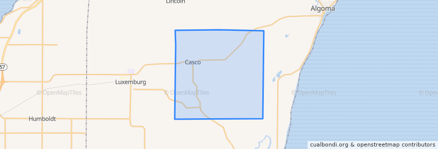 Mapa de ubicacion de Town of Casco.