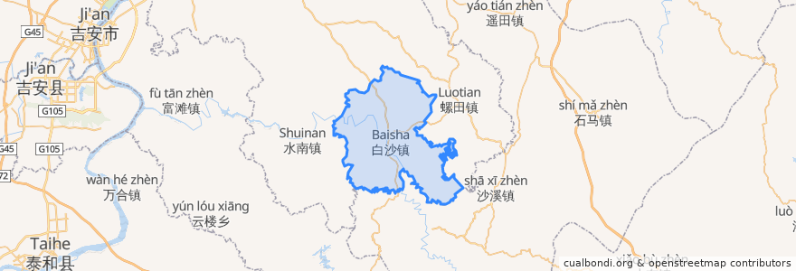 Mapa de ubicacion de Baisha.