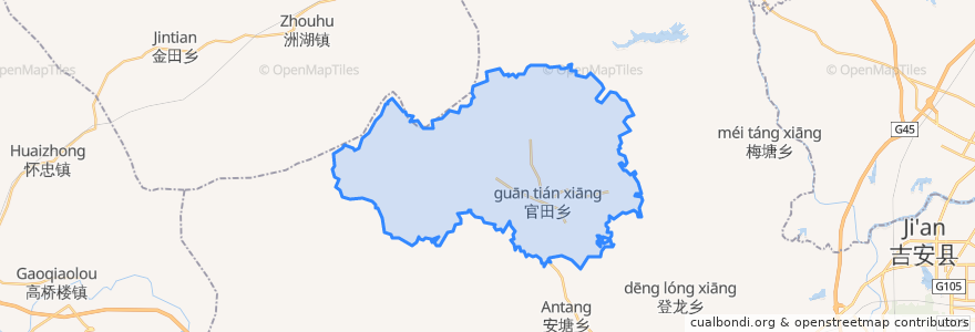 Mapa de ubicacion de 官田乡.