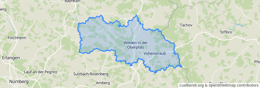 Mapa de ubicacion de Landkreis Neustadt an der Waldnaab.