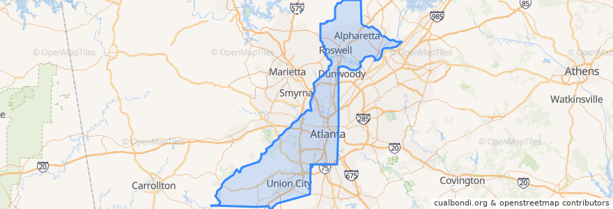 Mapa de ubicacion de Fulton County.