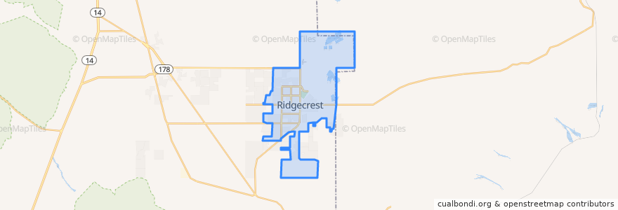 Mapa de ubicacion de Ridgecrest.