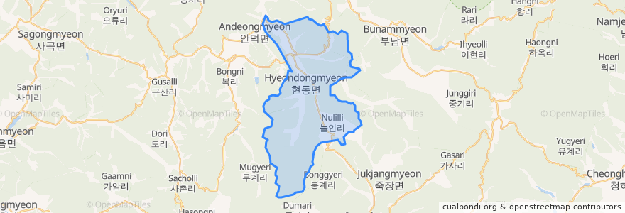 Mapa de ubicacion de 현동면.