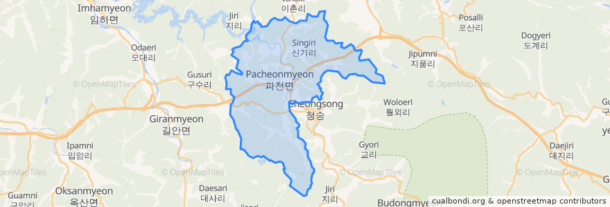 Mapa de ubicacion de 파천면.