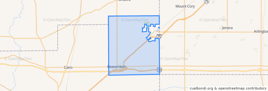 Mapa de ubicacion de Richland Township.