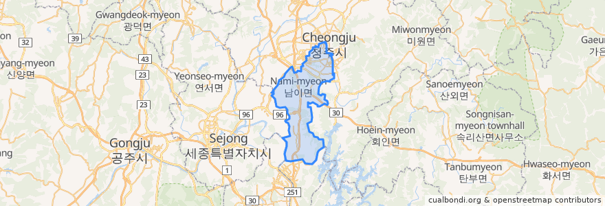 Mapa de ubicacion de Seowon-gu.