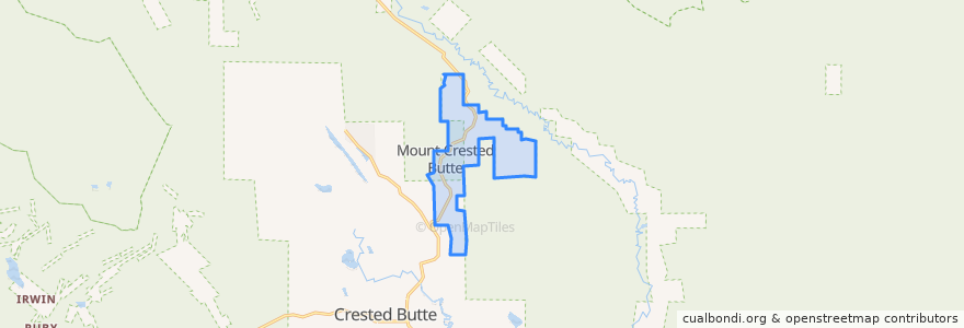 Mapa de ubicacion de Mount Crested Butte.