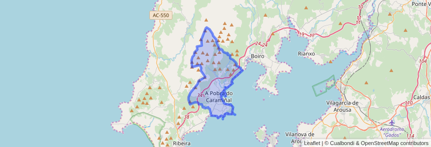 Mapa de ubicacion de A Pobra do Caramiñal.