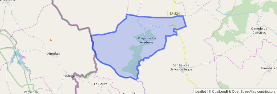 Mapa de ubicacion de Ahigal de los Aceiteros.