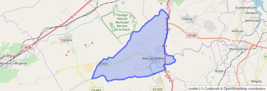 Mapa de ubicacion de Aielo de Malferit.