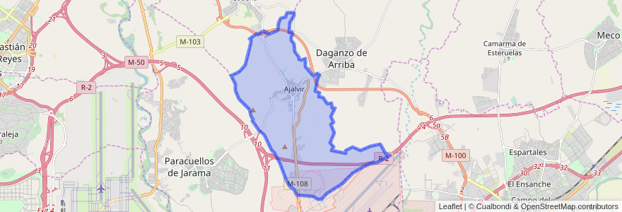 Mapa de ubicacion de Ajalvir.