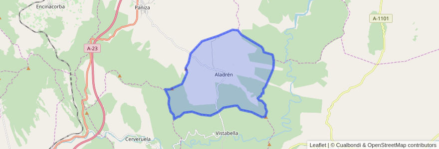 Mapa de ubicacion de Aladrén.